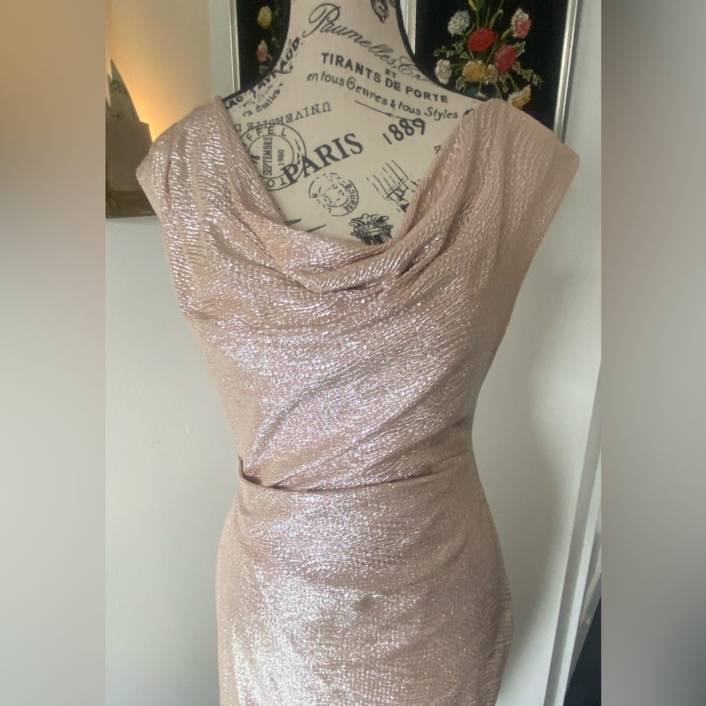 Vince Camuto, ladies size 6 gold cowl neck dress